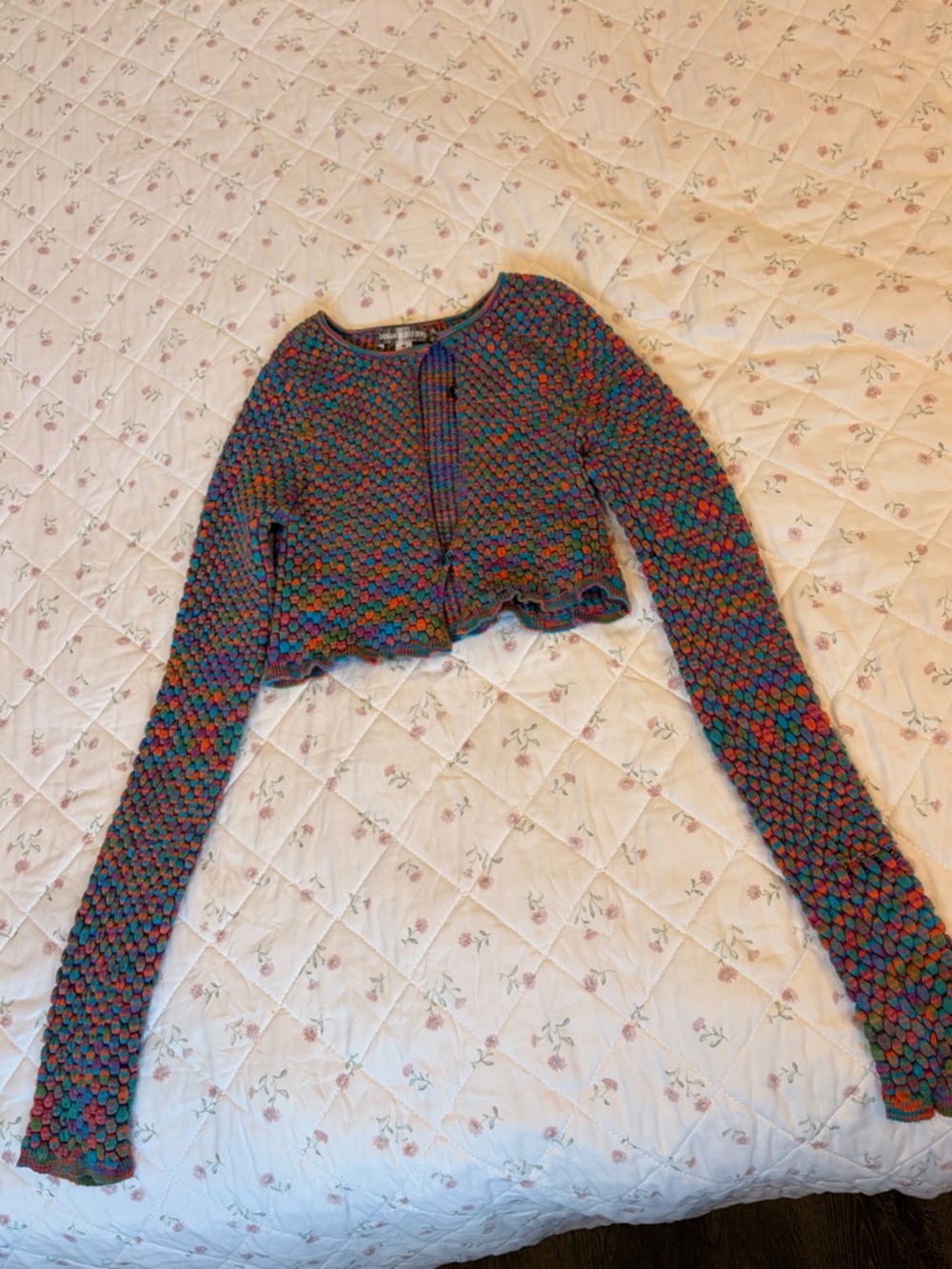 Urban Outfitters Multicolor Cropped Knit Cardigan - Picture 1 of 6